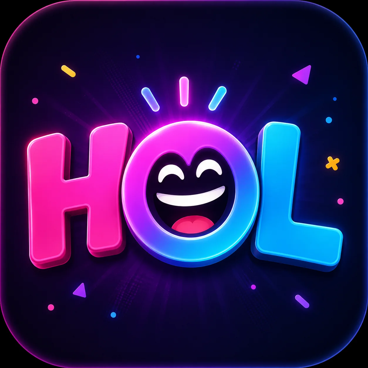 HOL logo in magenta and blue with a smiling face inside the O